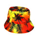 Trendy Silk Bucket Hats, Sun Visors Fisherman Caps, Palm Tree Design #5, 1 DZ