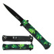 Max Force Folding Pocket knives, Maxforce Knife, #B023, 4 INCH Black Blade | 5 INCH Handle with Weed Design.