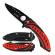 Maxforce Knife, Black Blade, Red Handle with Line Pattern Design