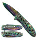 Max Force Folding Pocket knives, Maxforce Knife with rainbow skull design