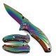 Max Force Folding Pocket knives, Maxforce Knife, #G003-RB, rainbow knife with wood handle