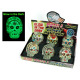 Sugar Skull Glass Ashtray, Glow in the Dark, 6 Set (2.75 x 3.75 inch)