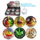 Glass Ashtray, Circle Round, Weed Designs, Small, 6 Set (3.125 inch)